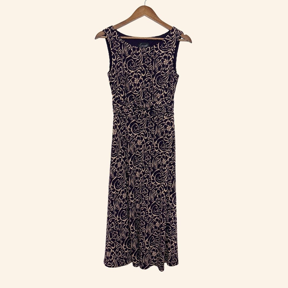 Connected Apparel Purple & Cream Paisley Floral Maxi Dress Size 4